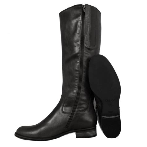 Gabor Boots Brook Knee High Black Leather Ladies Boots Mozimo