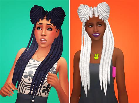 Sims 4 Eliavah Hairstyle Ddeathflower Natural Hairs Dreads Buns
