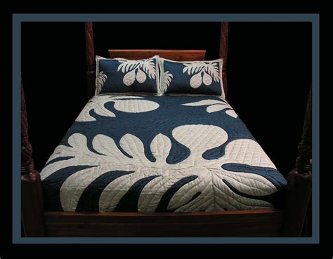 Hawaiian Quilt Ulu Bedspread Shantung Fabric Hawaiian Home Decor