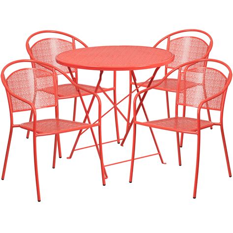 Flash Furniture 30 Round Indoor Outdoor Steel Folding Patio Table Set