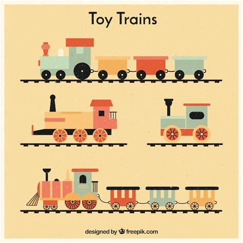 Set Of Vintage Toy Trains Free Vector