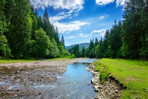 River In The Mountain Landscape Beautiful Nature Scenery With Water
