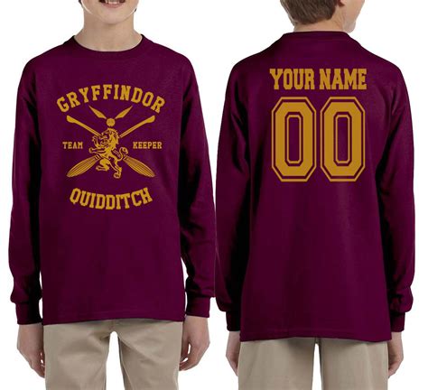 Customize New Gryffindor Keeper Quidditch Team Kid Youth Long Slee