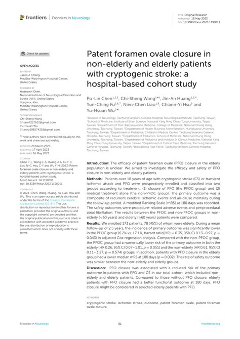Pdf Patent Foramen Ovale Closure In Non Elderly And Elderly Patients