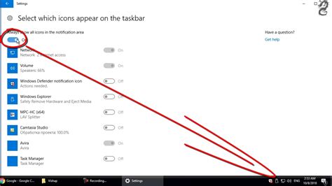 Taskbar Show Hidden Icons