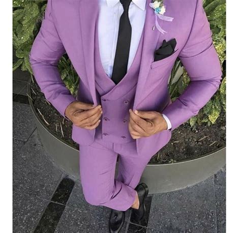 Mens Purple Suit Wedding Tuxedos Groom Prom Dinner Party Dress Suits