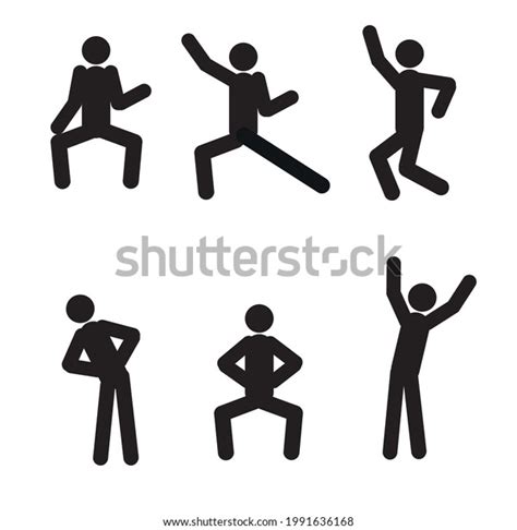 Set Positions Stick Figures Gymnastic Exercises Stock Vector Royalty