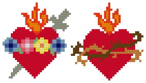 Immaculate Heart And Sacred Heart Cross Stitch Patterns Etsy