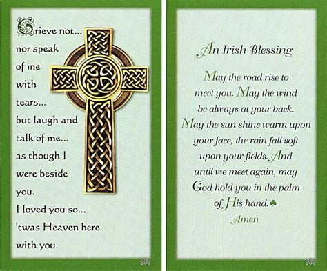 326 2 Card Set Irish Blessing Memorial Cards Inc