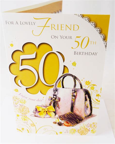 Happy 50th Birthday Friend Elegant Traditional Verse Quality 50