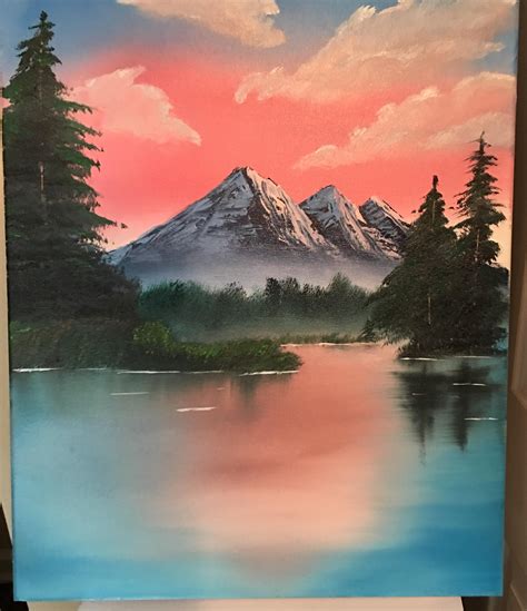 Was Inspired By This Sub To Attempt My 1st Bob Ross Painting