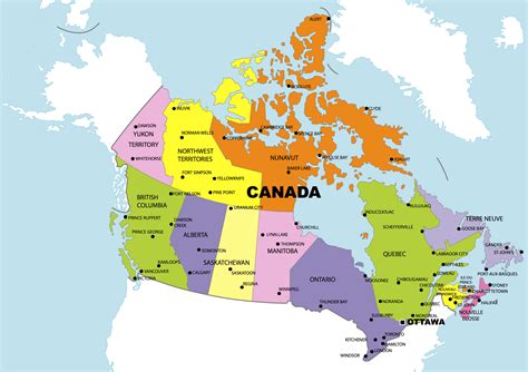 Major Cities Of Canada Map World Map