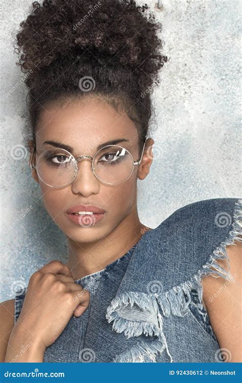 African American Girl In Eyeglasses Stock Photo Image Of Hair
