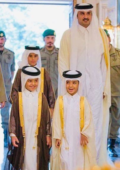 Amir Of Qatar Sheikh Tamim Bin Hamad With His Children Doha Qatar