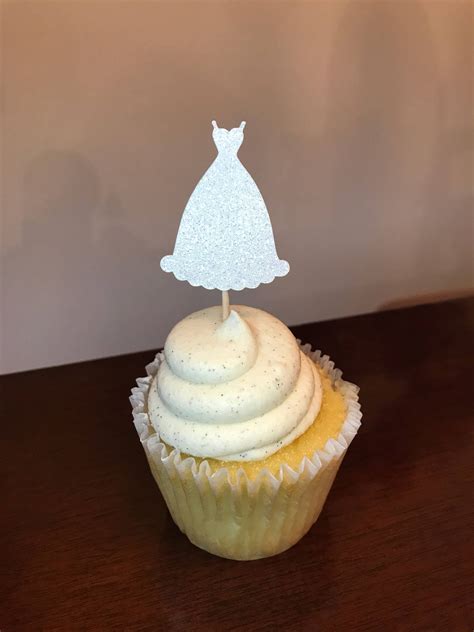 12 Wedding Dress Cupcake Toppers Bridal Shower Bachelorette Etsy