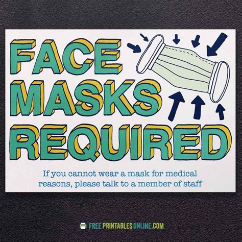An Easy To Read Free Printable Face Masks Required Sign Featuring Bold