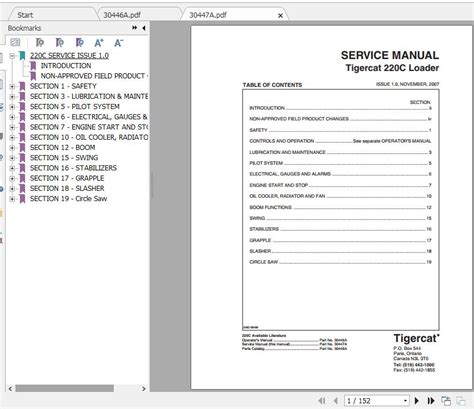 Tigercat 220C Loader Operator S Manual Service Manual