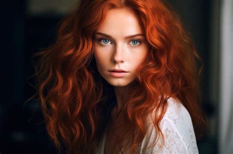 Premium Ai Image Portrait Of A Beautiful Redhaired Woman The Concept Of Youth And A Beautiful