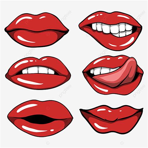 Sexy Red Lips Set Vector Illustration Sexy Lips Mouth Png And Vector With Transparent