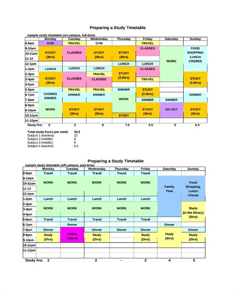 5 Day Timetable Template Hq Printable Documents