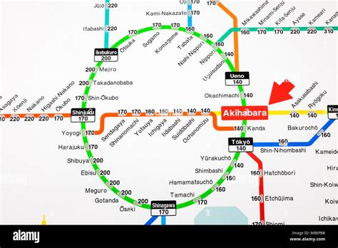 Japan Honshu Tokyo Akihabara Station Train Network Map Showing
