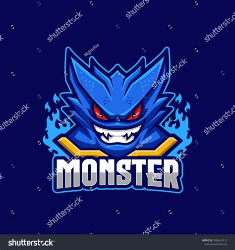 Blue Monster E Sport Logo Template Royalty Free Stock Vector