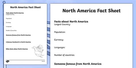 North America Factsheet Writing Template North America North