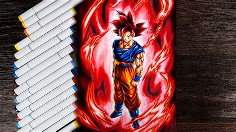 Drawing Goku Super Saiyan God Transcended Saiyan Youtube
