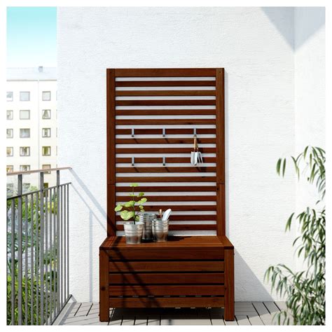 ÄpplarÖ Bench With Wall Panel Outdoor Brown Stained Brown Ikea