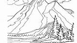 Coloring Mountain Printable Landscape Scenery Adults Mountains Rocky Adult Snowy Getcolorings Colorings Getdrawings Pa Road sketch template