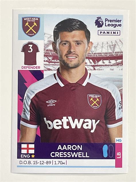 582 Aaron Cresswell Base West Ham Panini Premier League 2022 Sticker Solve Collectibles