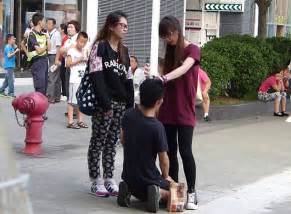 Humiliation Girlfriend Makes Man Kneel In Public Slaps Him Repeatedly