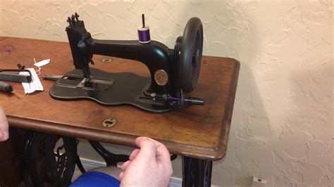 Winding A Bobbin On An 1877 Singer Model 12 Treadle Sewing Machine
