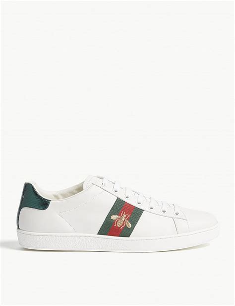 Gucci Ladies New Ace Bee Embroidered Leather Trainers Leather