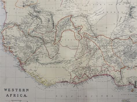 1882 Western Africa Large Original Antique Map Showing British Etsy
