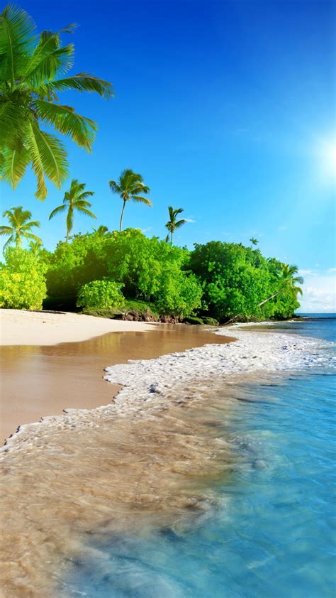 Download Wallpaper 1080x1920 Tropical Beach Sea Calm Sunny Day