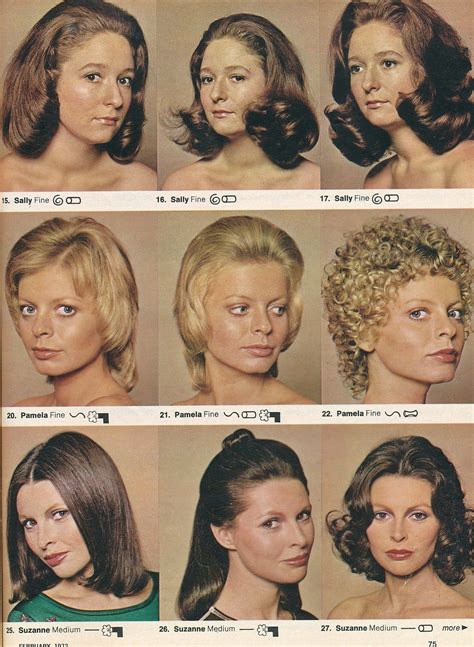 A hair styled in a huge cloud of tight ringlets, finished with clothes decked in sparkling frills, and bold green eye makeup. Pick a Hairdo! | 1970s hairstyles, 70s hair, Short hair styles