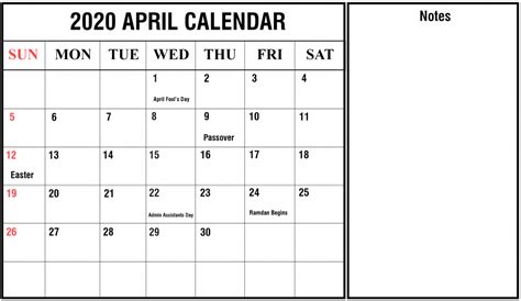 Free April 2020 Printable Calendar Template In Pdf Excel Word Free