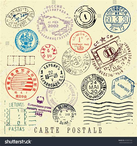 Vector Document Stamp Set Great For Vintage Designs Stamp Business