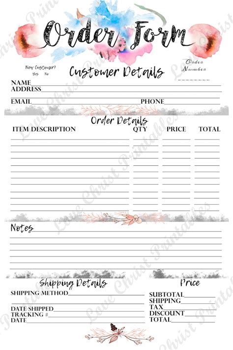 Craft Fair Printable Order Forms Printable Forms Free Online