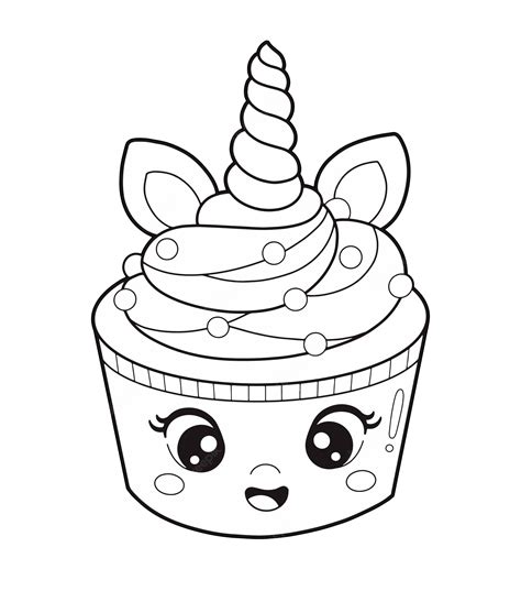 Premium Vector Cute Cartoon Unicorn Cupcake Coloring Page Coloring Home