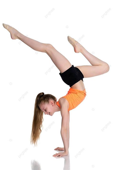 The Gymnast Executes A Handstand With Flexed Legs Photo Background And