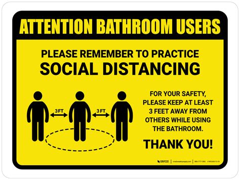 Attention Bathroom Users Remember Social Distancing With 3ft Icon