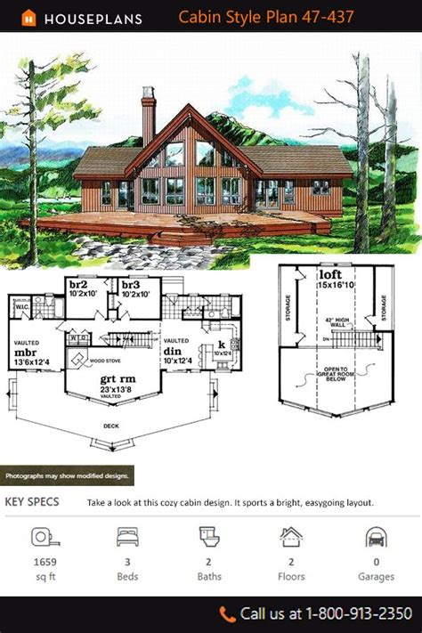 Cabin Style House Plan 3 Beds 2 Baths 1659 Sqft Plan 47 437 Lake