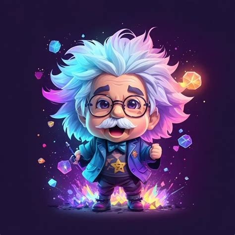 Personagem De Desenho Animado De Albert Einstein Foto Premium