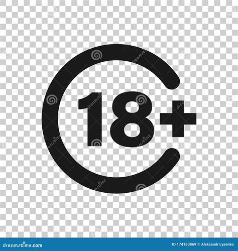Eighteen Plus Icon In Flat Style 18 Vector Illustration On White