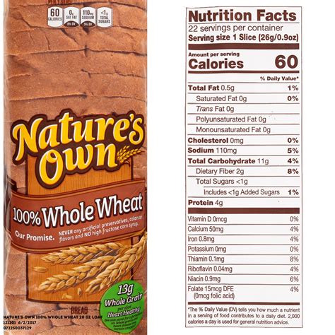Nature S Own 174 100 Whole Grain Bread 20 Oz Bag Walmart Com Rezfoods