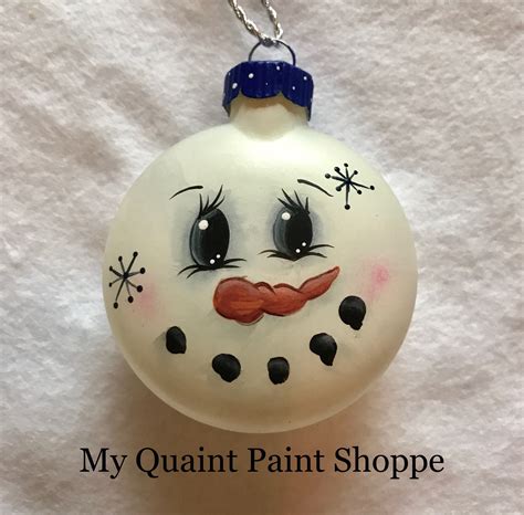 Hand Painted Snowman Ornament On Glass Disc My Own Design And Creation