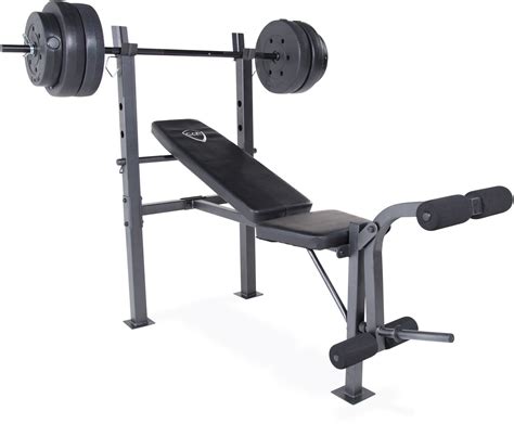 Cap Barbell Weight Lifting Bench With Preacher And 100 Lb Weight Set