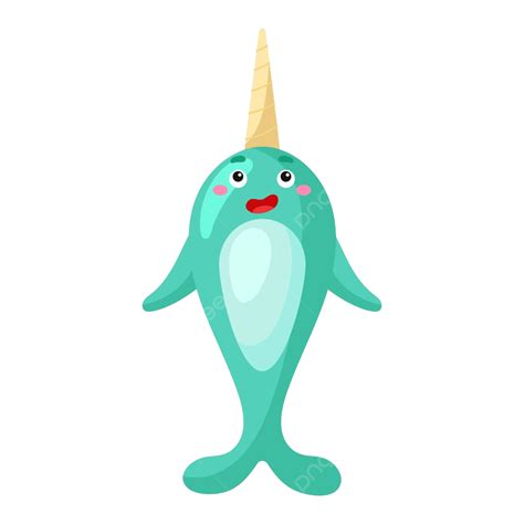 Narwhal Cartoon Print Adorable And Amusing Design On A White Background